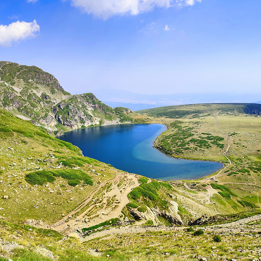 The Kidney Lake from above, Seven Rila Lakes, Bulgaria.