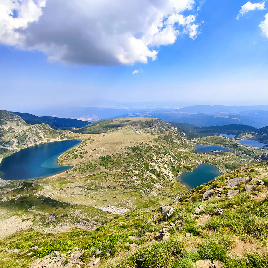Panoramic view over the Seven Rila Lakes plateau, Bulgaria.