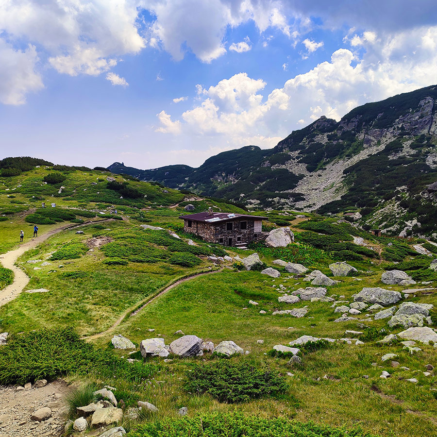Mountain hut near the Seven Rila Lakes trail in Bulgaria.