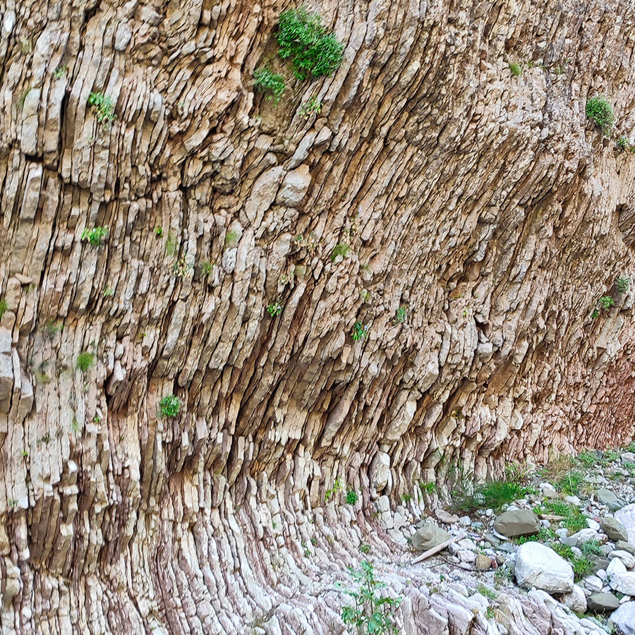 Impressive rock formations near Anthochori Waterfall trail, Agrafa, Karditsa, Greece