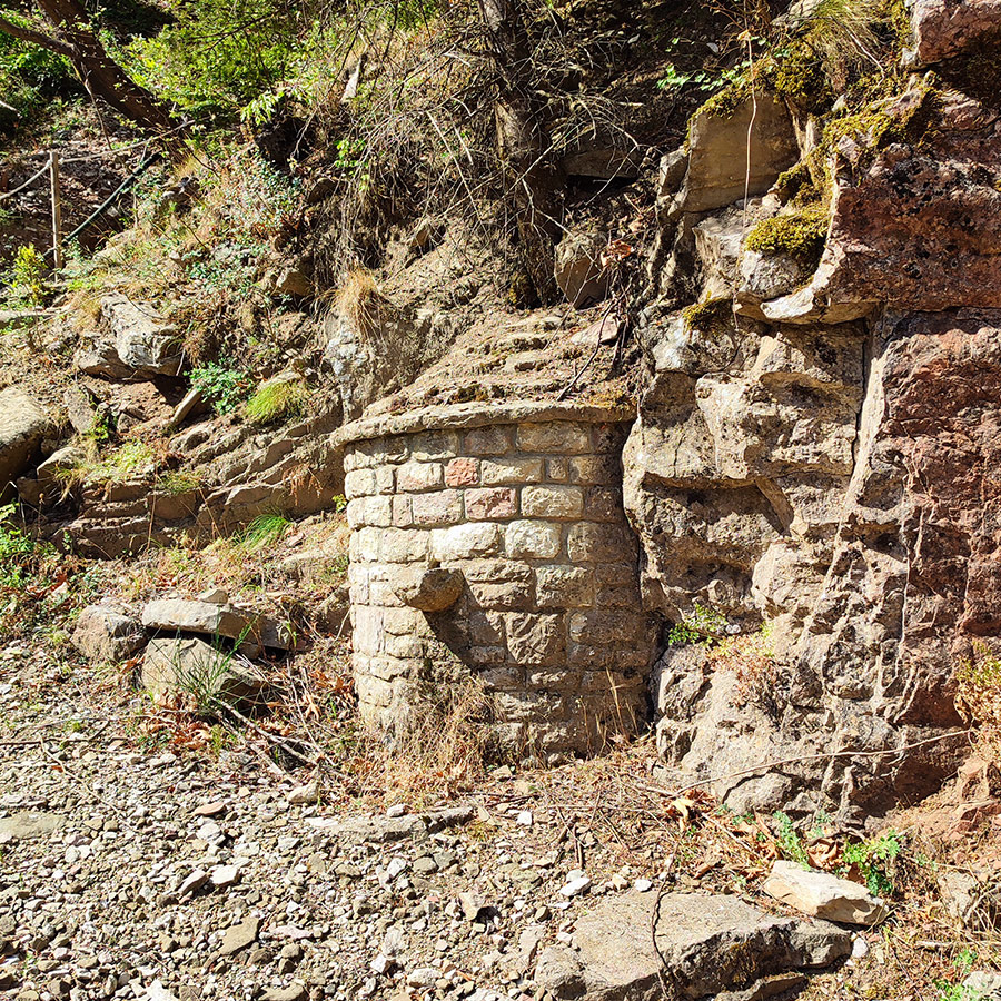 Stone water fountain near Anthochori Waterfall trail, Agrafa, Karditsa, Greece