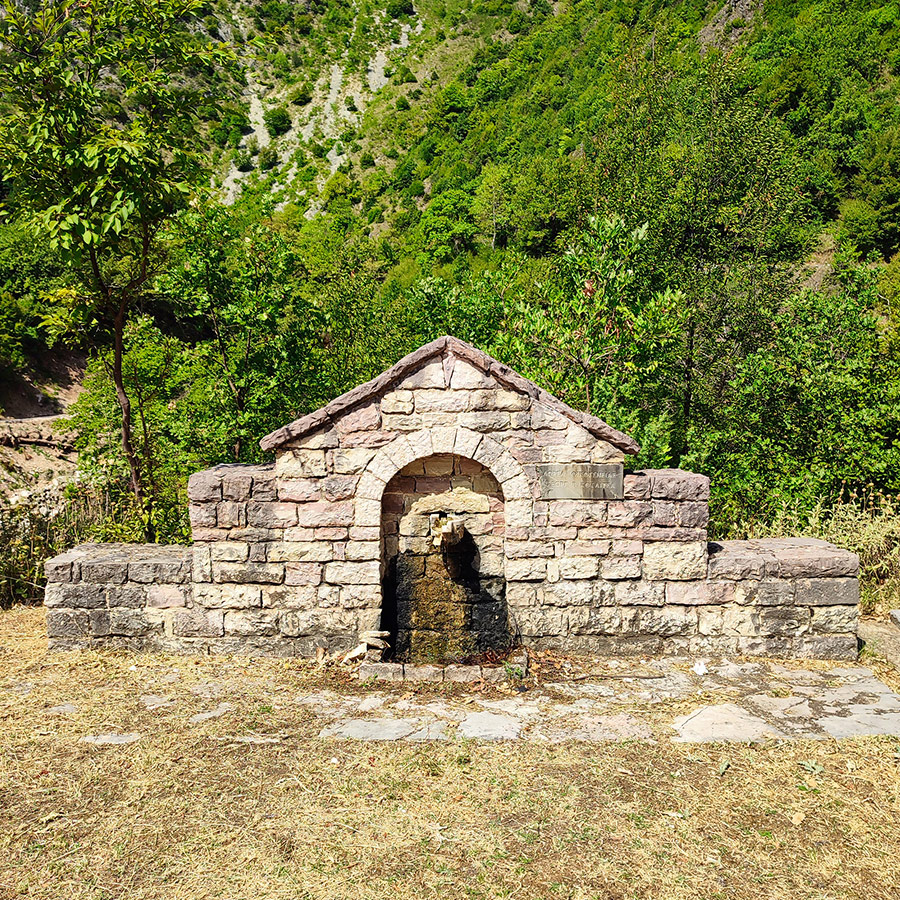 Traditional stone fountain near Anthochori village, Agrafa, Karditsa, Greece