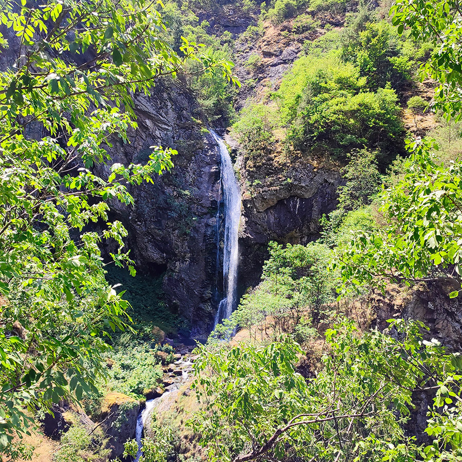 Goritsa Waterfall cascading 39 meters down the cliffs in Rila Mountain, Bulgaria.