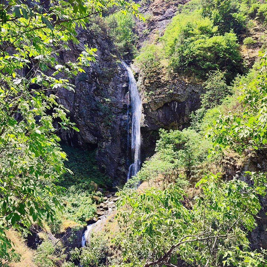 oritsa Waterfall cascading 39 meters down the cliffs in Rila Mountain, Bulgaria.